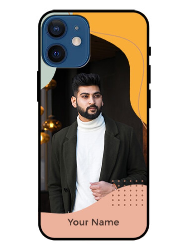 Custom iPhone 12 Mini Personalized Glass Phone Case - Tri-coloured overlay design