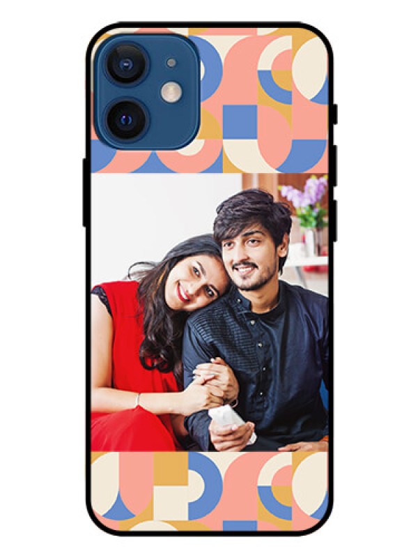 Custom iPhone 12 Mini Photo Printing on Glass Case - Semi-circle Maze Pattern Design