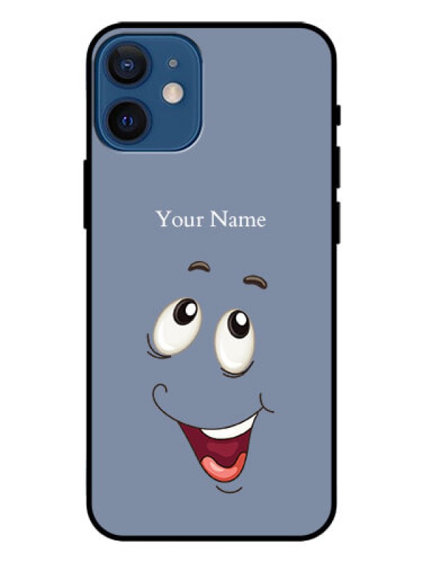 Custom iPhone 12 Mini Photo Printing on Glass Case - Laughing Cartoon Face Design