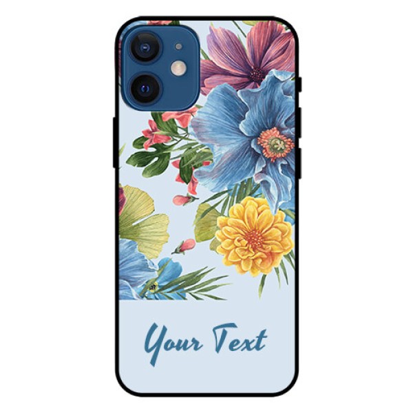 iPhone 12 Mini Custom Glass Mobile Case - Stunning Watercolored Flowers Painting Design iPhone 12 Mini Custom Glass Mobile Case - Stunning Watercolored Flowers Painting Design