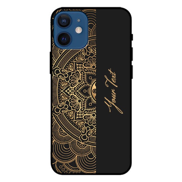 iPhone 12 Mini Photo Printing on Glass Case - Mandala art with custom text Design iPhone 12 Mini Photo Printing on Glass Case - Mandala art with custom text Design