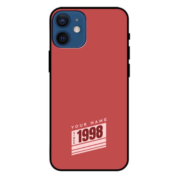 iPhone 12 Mini Custom Glass Phone Case - Red custom year of birth Design