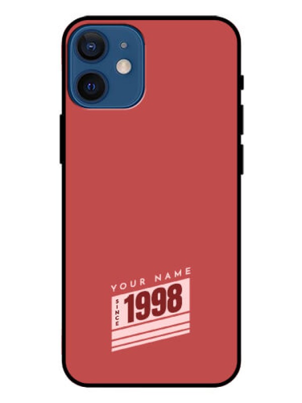 Custom iPhone 12 Mini Custom Glass Phone Case - Red custom year of birth Design