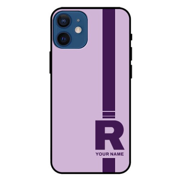iPhone 12 Mini Photo Printing on Glass Case - Simple dual tone stripe with name Design iPhone 12 Mini Photo Printing on Glass Case - Simple dual tone stripe with name Design