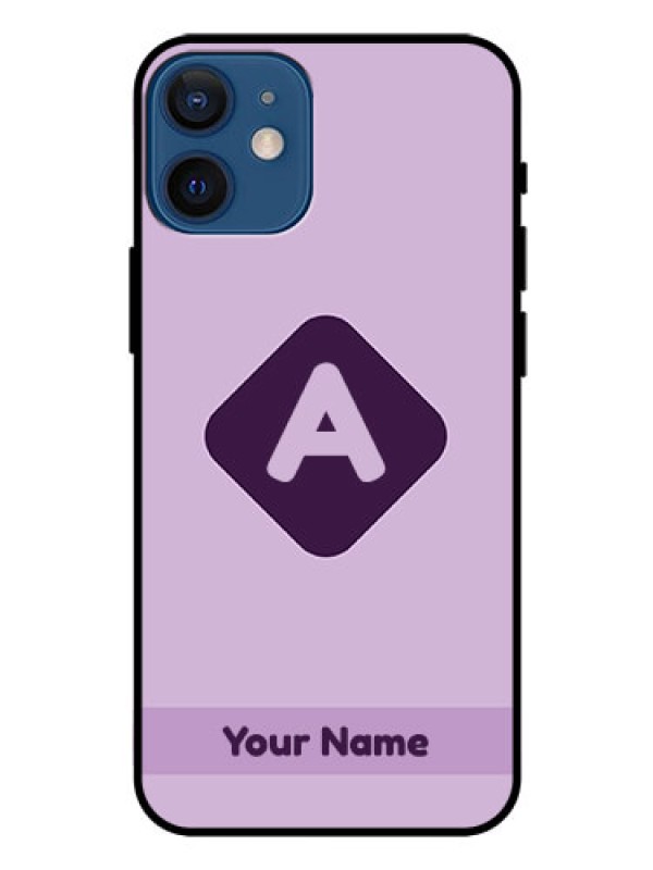 Custom iPhone 12 Mini Custom Glass Mobile Case - Custom Letter in curved badge Design