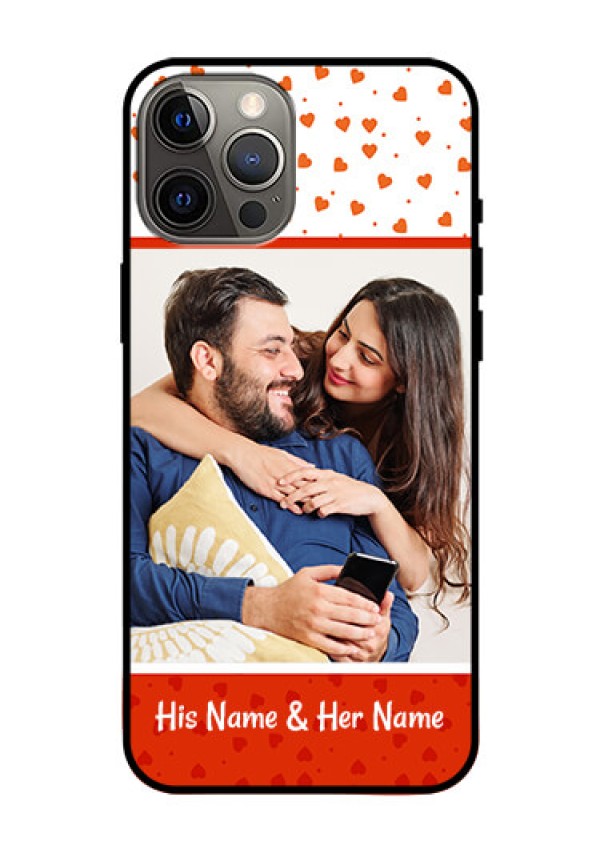 Iphone 12 Pro Max Custom Glass Phone Case  - Orange Love Symbol Design