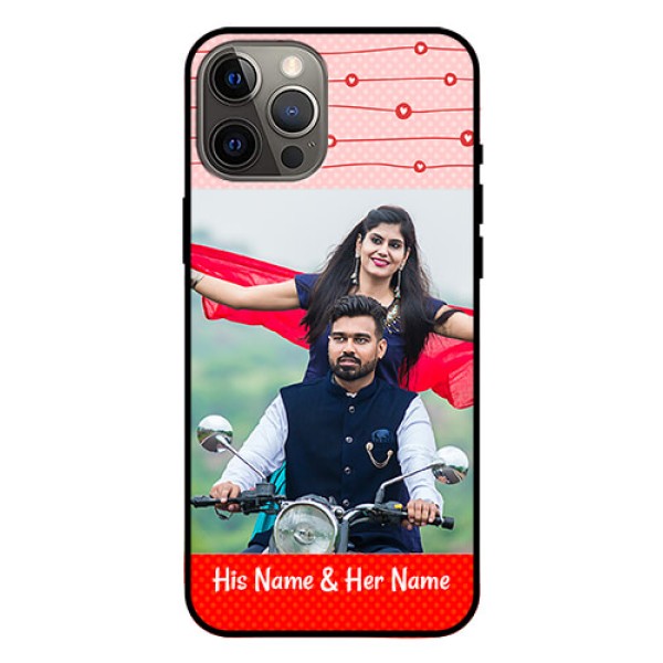 Iphone 12 Pro Max Personalized Glass Phone Case  - Red Pattern Case Design