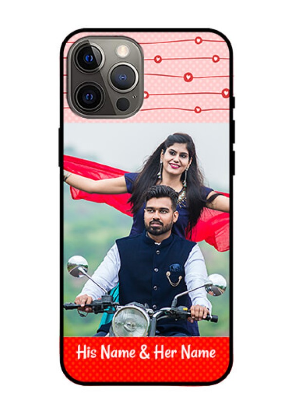 Iphone 12 Pro Max Personalized Glass Phone Case  - Red Pattern Case Design