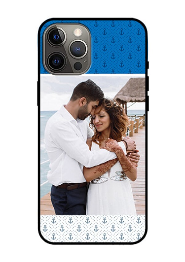 Iphone 12 Pro Max Photo Printing on Glass Case  - Blue Anchors Design