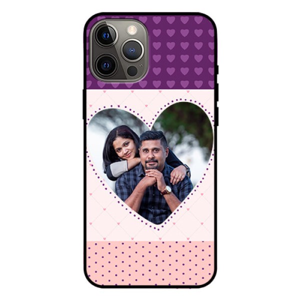 Iphone 12 Pro Max Custom Glass Phone Case  - Violet Love Dots Design