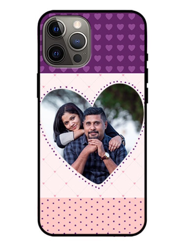 Custom Iphone 12 Pro Max Custom Glass Phone Case  - Violet Love Dots Design