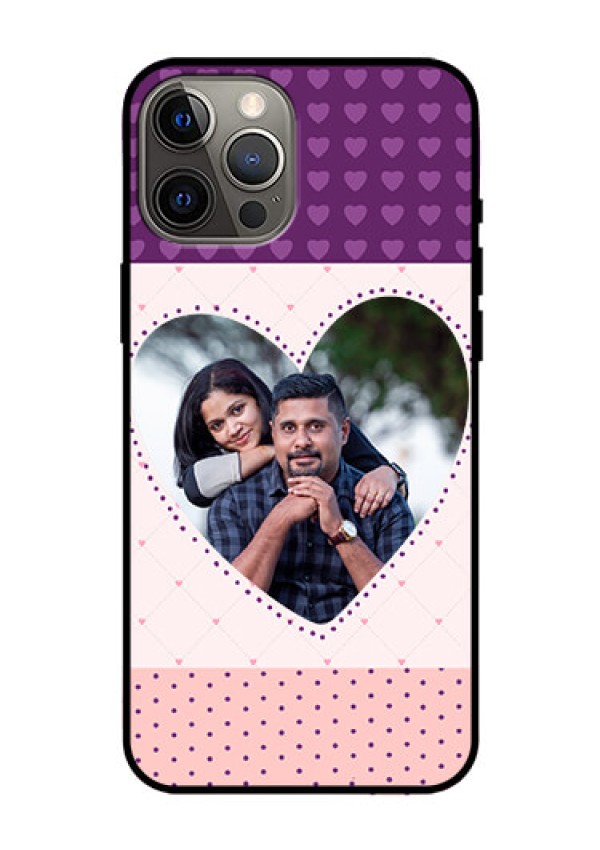 Iphone 12 Pro Max Custom Glass Phone Case  - Violet Love Dots Design