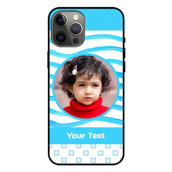 Iphone 12 Pro Max Custom Glass Phone Case  - Simple Blue Case Design