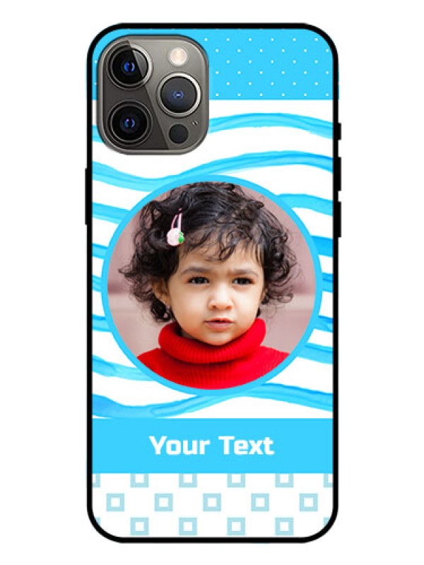 Custom Iphone 12 Pro Max Custom Glass Phone Case  - Simple Blue Case Design