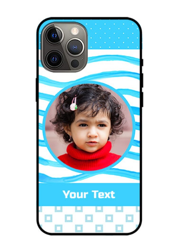 Iphone 12 Pro Max Custom Glass Phone Case  - Simple Blue Case Design