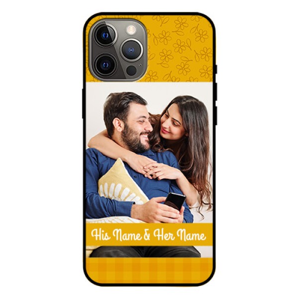 Iphone 12 Pro Max Custom Glass Mobile Case  - Yellow Floral Design