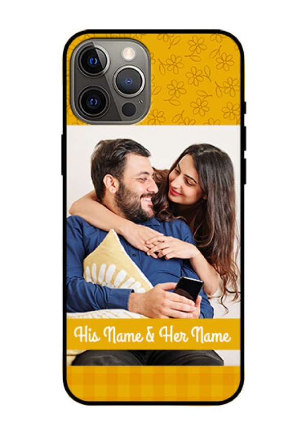 Iphone 12 Pro Max Custom Glass Mobile Case  - Yellow Floral Design