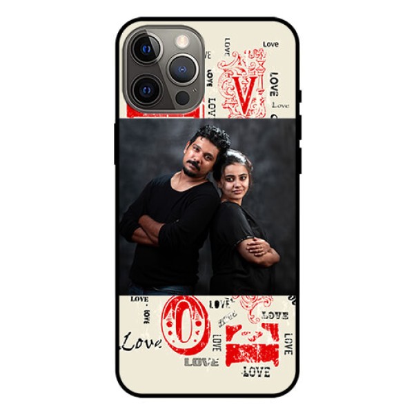 Iphone 12 Pro Max Photo Printing on Glass Case  - Trendy Love Design Case