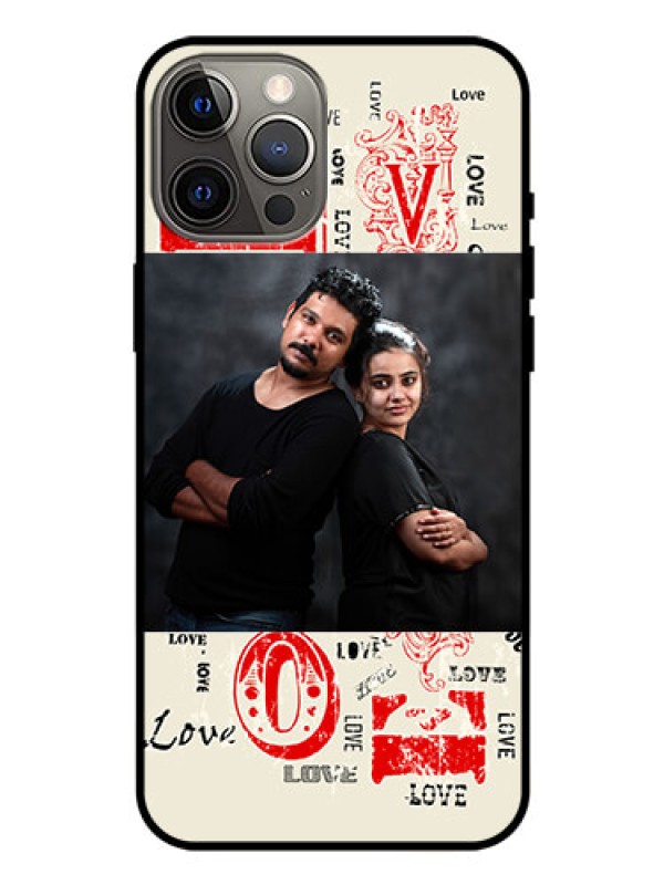 Custom Iphone 12 Pro Max Photo Printing on Glass Case  - Trendy Love Design Case