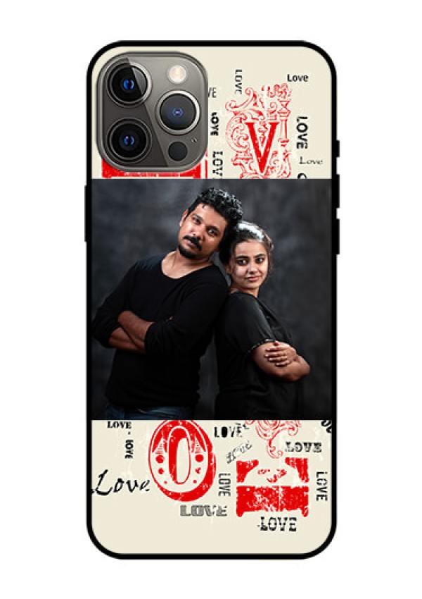 Iphone 12 Pro Max Photo Printing on Glass Case  - Trendy Love Design Case