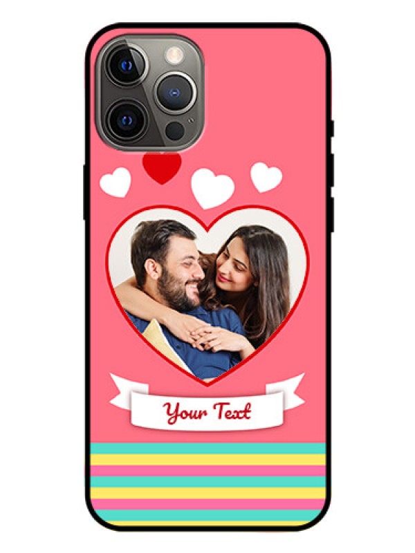 Custom Iphone 12 Pro Max Photo Printing on Glass Case  - Love Doodle Design
