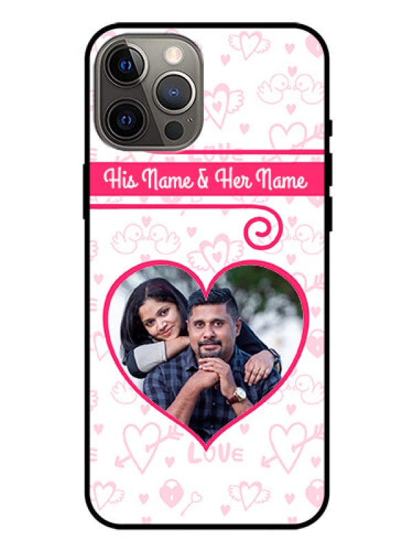 Custom Iphone 12 Pro Max Personalized Glass Phone Case  - Heart Shape Love Design