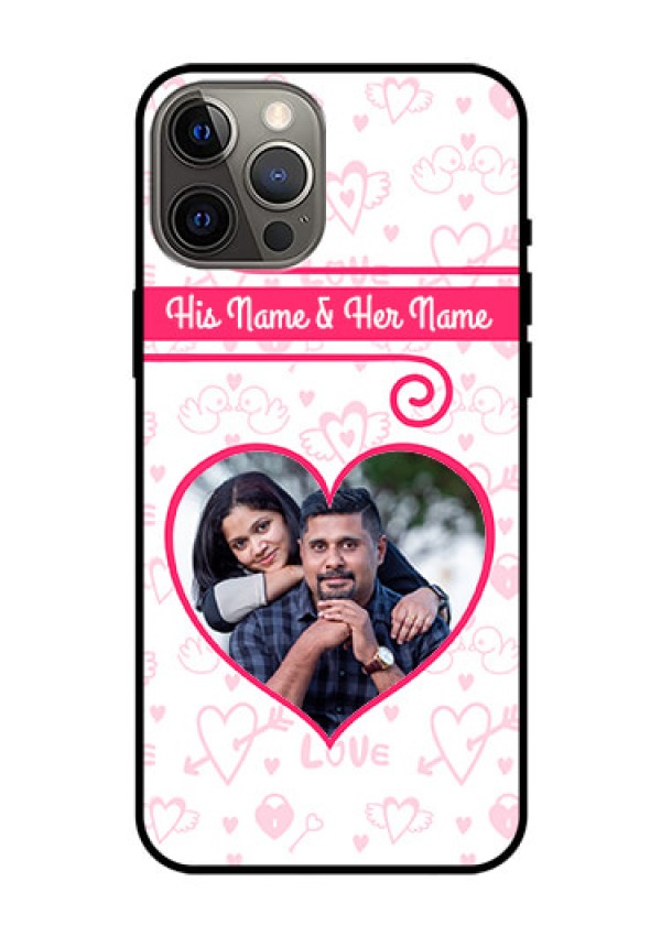 Iphone 12 Pro Max Personalized Glass Phone Case  - Heart Shape Love Design
