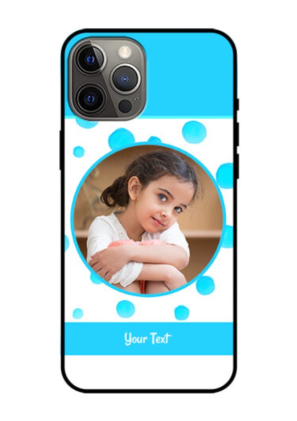 Iphone 12 Pro Max Photo Printing on Glass Case  - Blue Bubbles Pattern Design