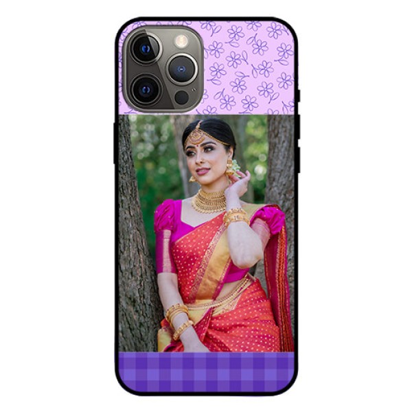 Iphone 12 Pro Max Custom Glass Phone Case - Purple Floral Design Iphone 12 Pro Max Custom Glass Phone Case - Purple Floral Design