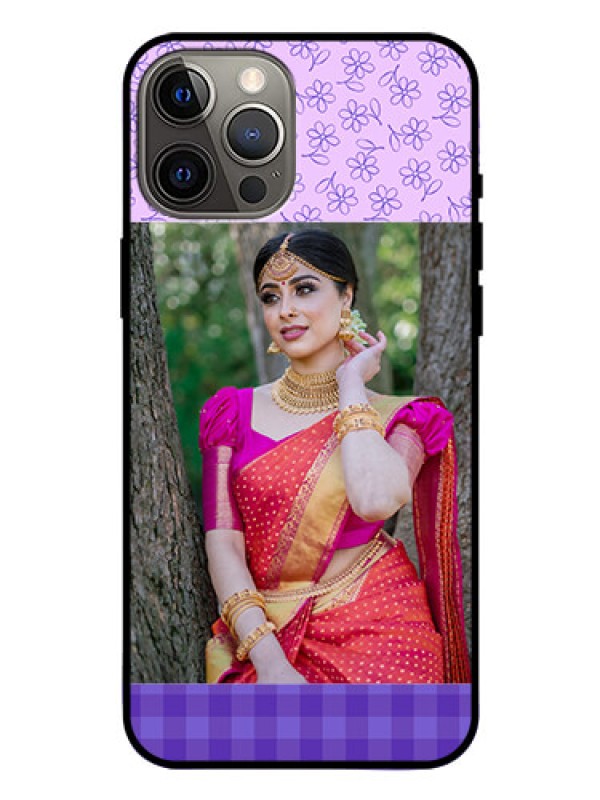 Custom Iphone 12 Pro Max Custom Glass Phone Case  - Purple Floral Design