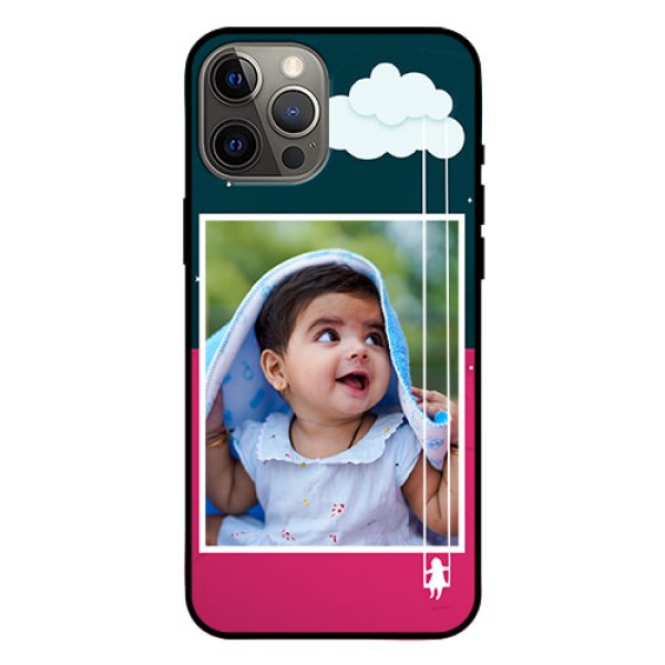Iphone 12 Pro Max Custom Glass Phone Case  - Cute Girl with Cloud Design