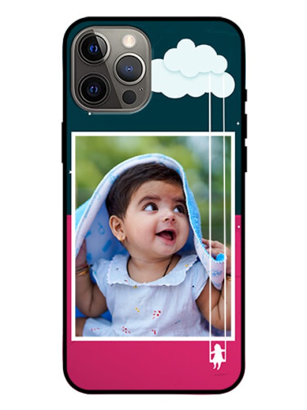 Custom Iphone 12 Pro Max Custom Glass Phone Case  - Cute Girl with Cloud Design