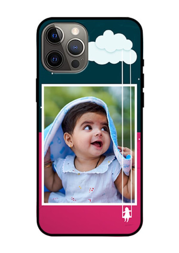 Iphone 12 Pro Max Custom Glass Phone Case  - Cute Girl with Cloud Design