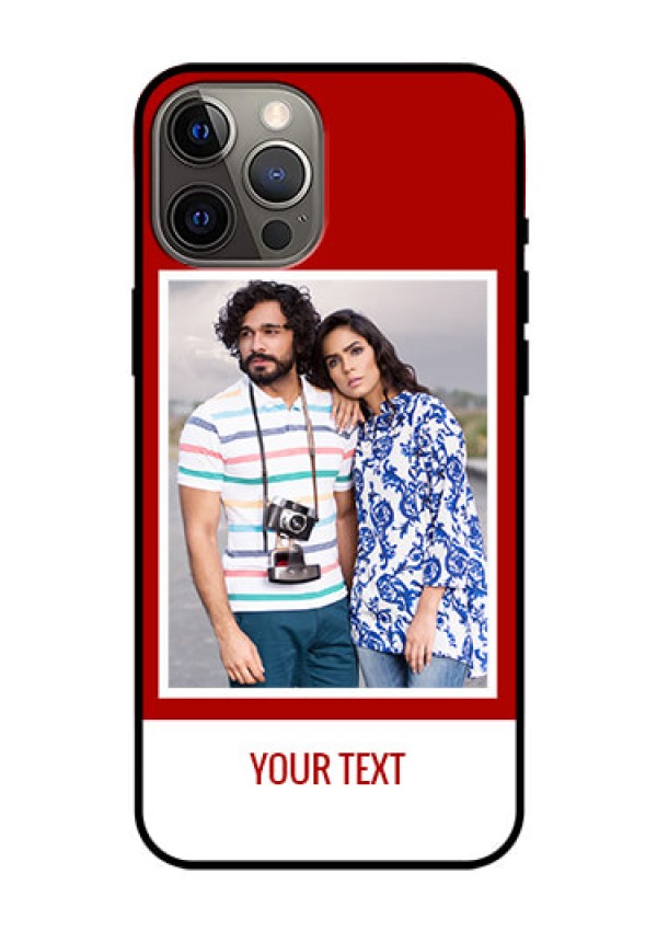 Iphone 12 Pro Max Personalized Glass Phone Case  - Simple Red Color Design