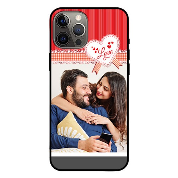 Iphone 12 Pro Max Custom Glass Mobile Case  - Red Love Pattern Design