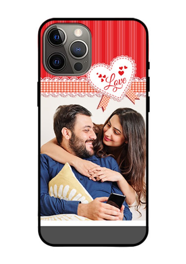 Iphone 12 Pro Max Custom Glass Mobile Case  - Red Love Pattern Design