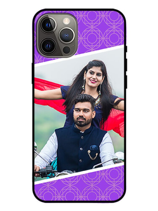 Custom Iphone 12 Pro Max Custom Glass Phone Case  - Violet Pattern Design