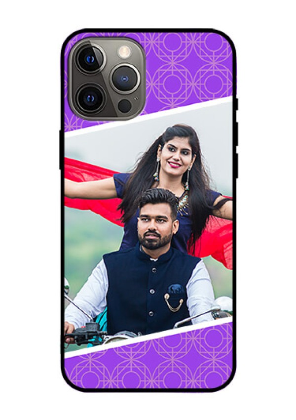 Iphone 12 Pro Max Custom Glass Phone Case  - Violet Pattern Design