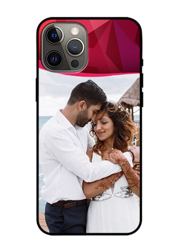 Iphone 12 Pro Max Custom Glass Mobile Case  - Red Abstract Design