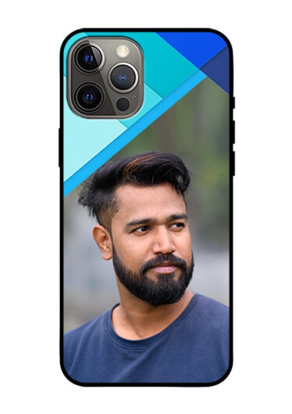 Iphone 12 Pro Max Custom Glass Phone Case  - Blue Pattern Design
