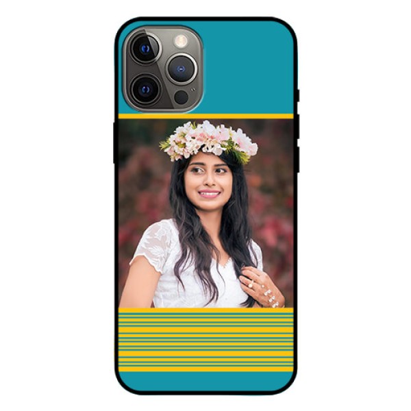 Iphone 12 Pro Max Custom Glass Phone Case  - Yellow & Blue Design 