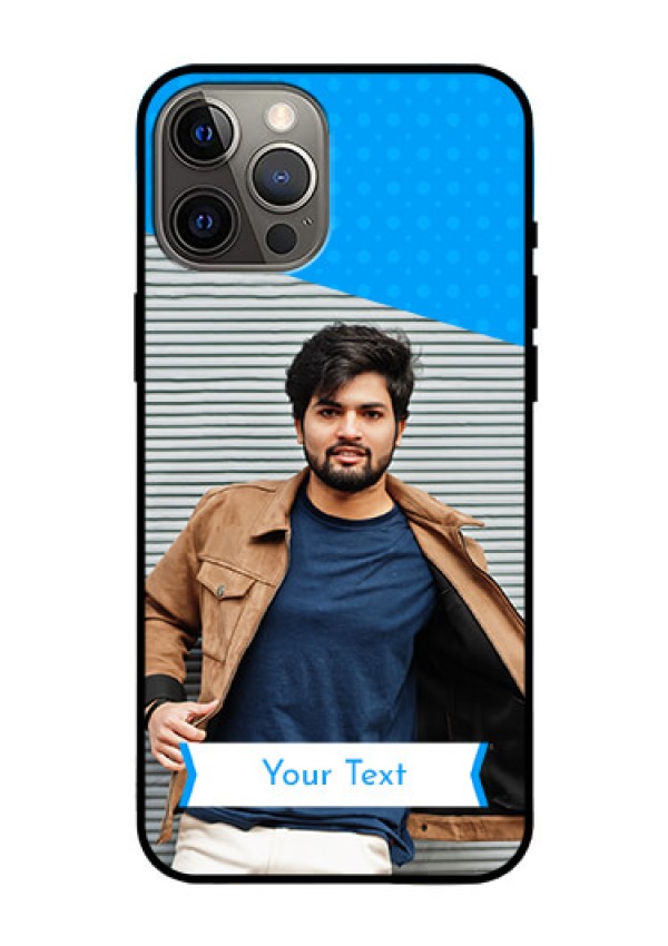 Iphone 12 Pro Max Photo Printing on Glass Case  - Simple Blue Color Design