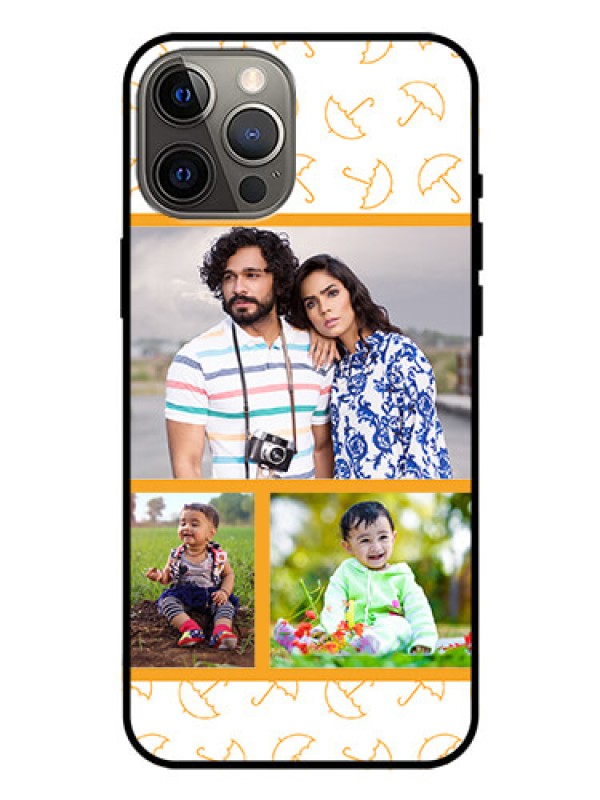 Custom Iphone 12 Pro Max Custom Glass Mobile Case  - Yellow Pattern Design