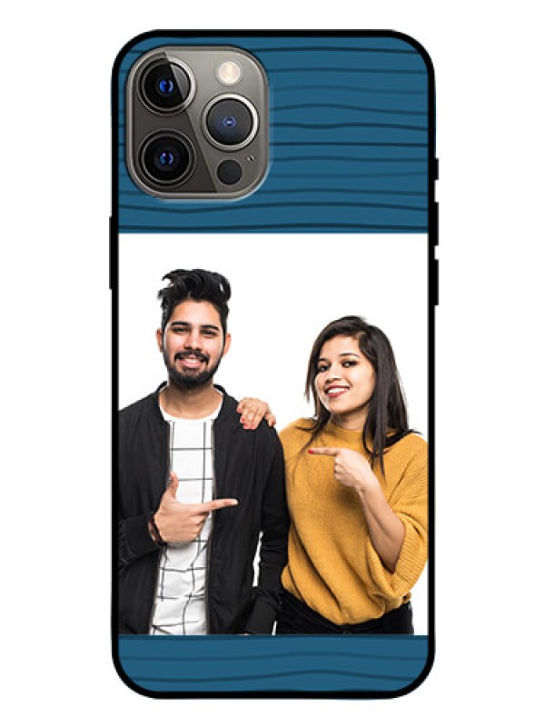 Custom Iphone 12 Pro Max Custom Glass Phone Case  - Blue Pattern Cover Design