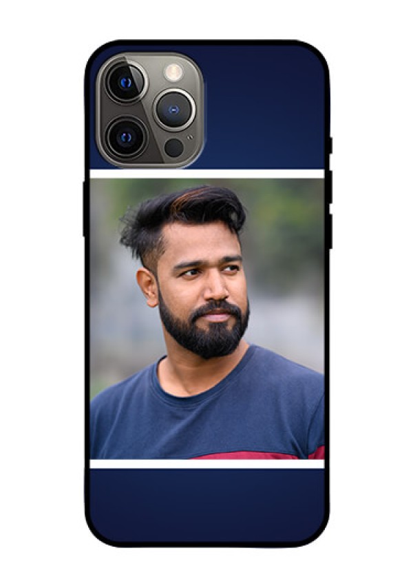 Iphone 12 Pro Max Personalized Glass Phone Case  - Simple Royal Blue Design