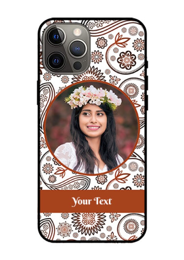 Iphone 12 Pro Max Custom Glass Mobile Case  - Abstract Floral Design 