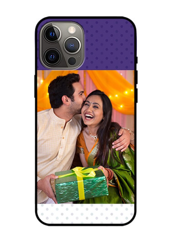 Iphone 12 Pro Max Personalized Glass Phone Case  - Violet Pattern Design