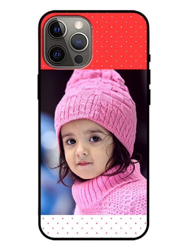 Custom Iphone 12 Pro Max Photo Printing on Glass Case  - Red Pattern Design