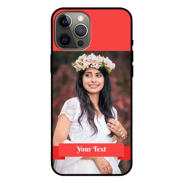 Iphone 12 Pro Max Custom Glass Phone Case  - Simple Red Color Design