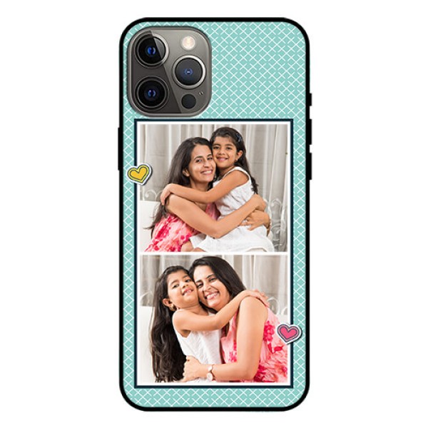 Iphone 12 Pro Max Custom Glass Phone Case  - 2 Image Holder with Pattern Design